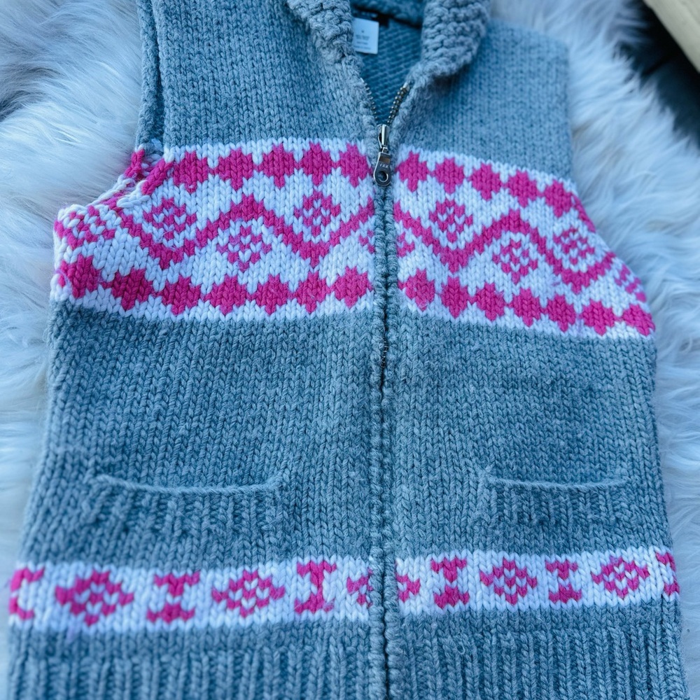 J.Crew Handknit Fair Isle Alpaca/Wool Zip Vest – Women’s Medium